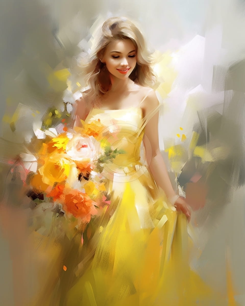 Yellow dress with roses