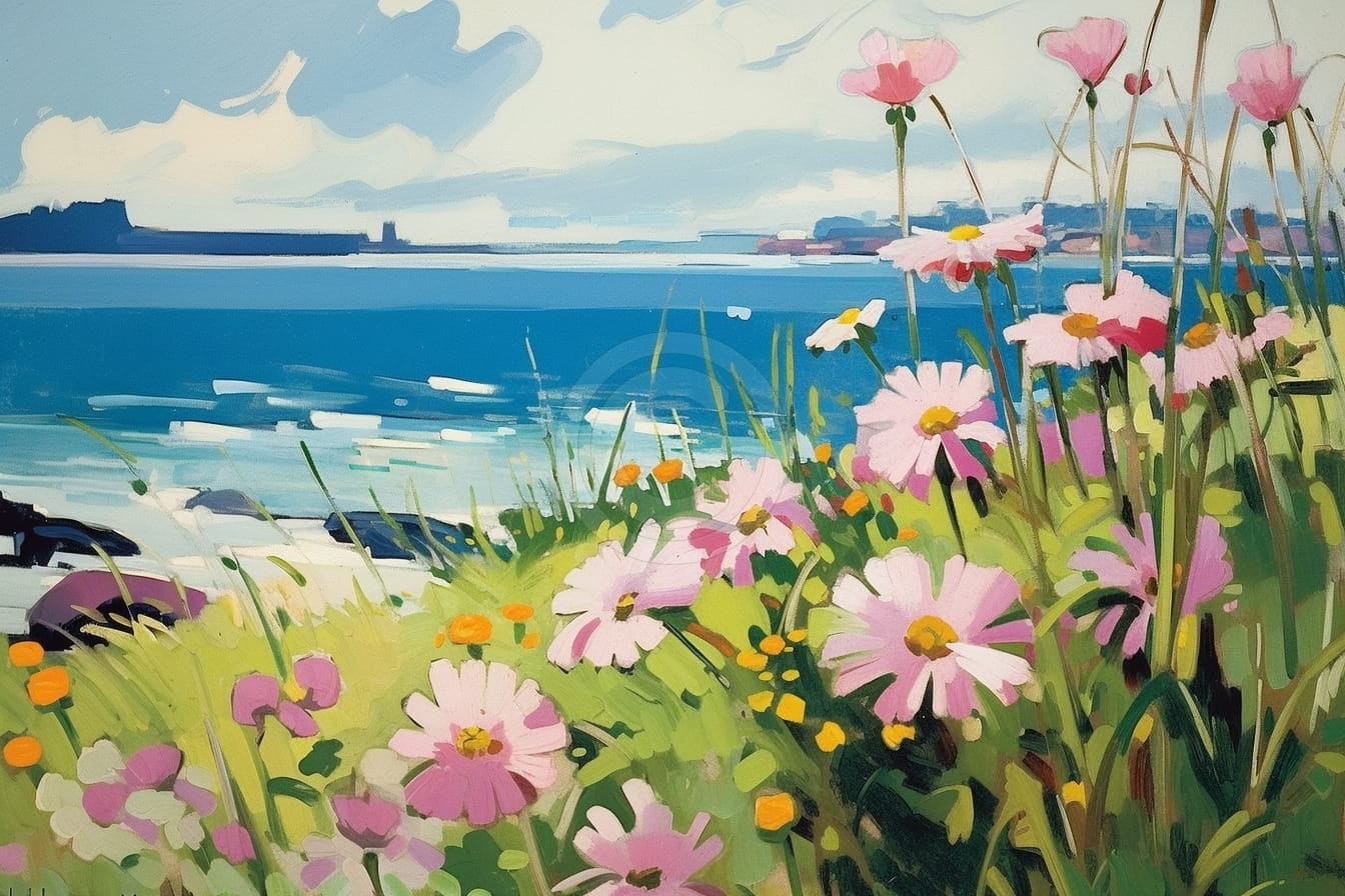 Daisy Flowers By The Ocean