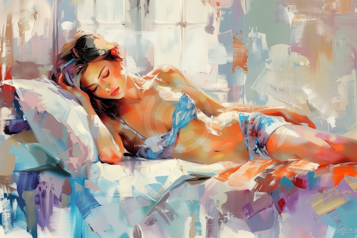 Donna Distesa in Lingerie Azzurra