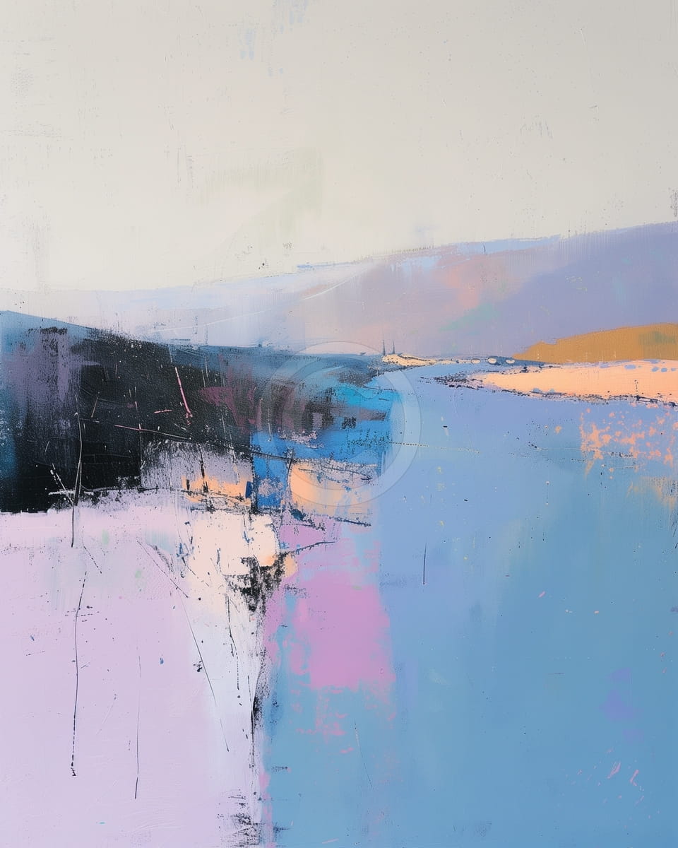 Blue River with Soft Hills