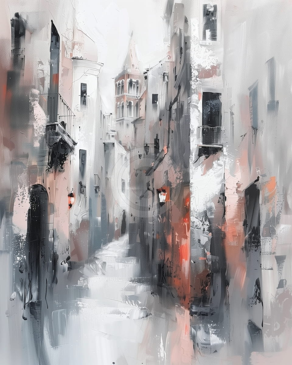 Narrow Street with Tower