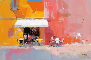 Caf&eacute; al Aire Libre con Personas