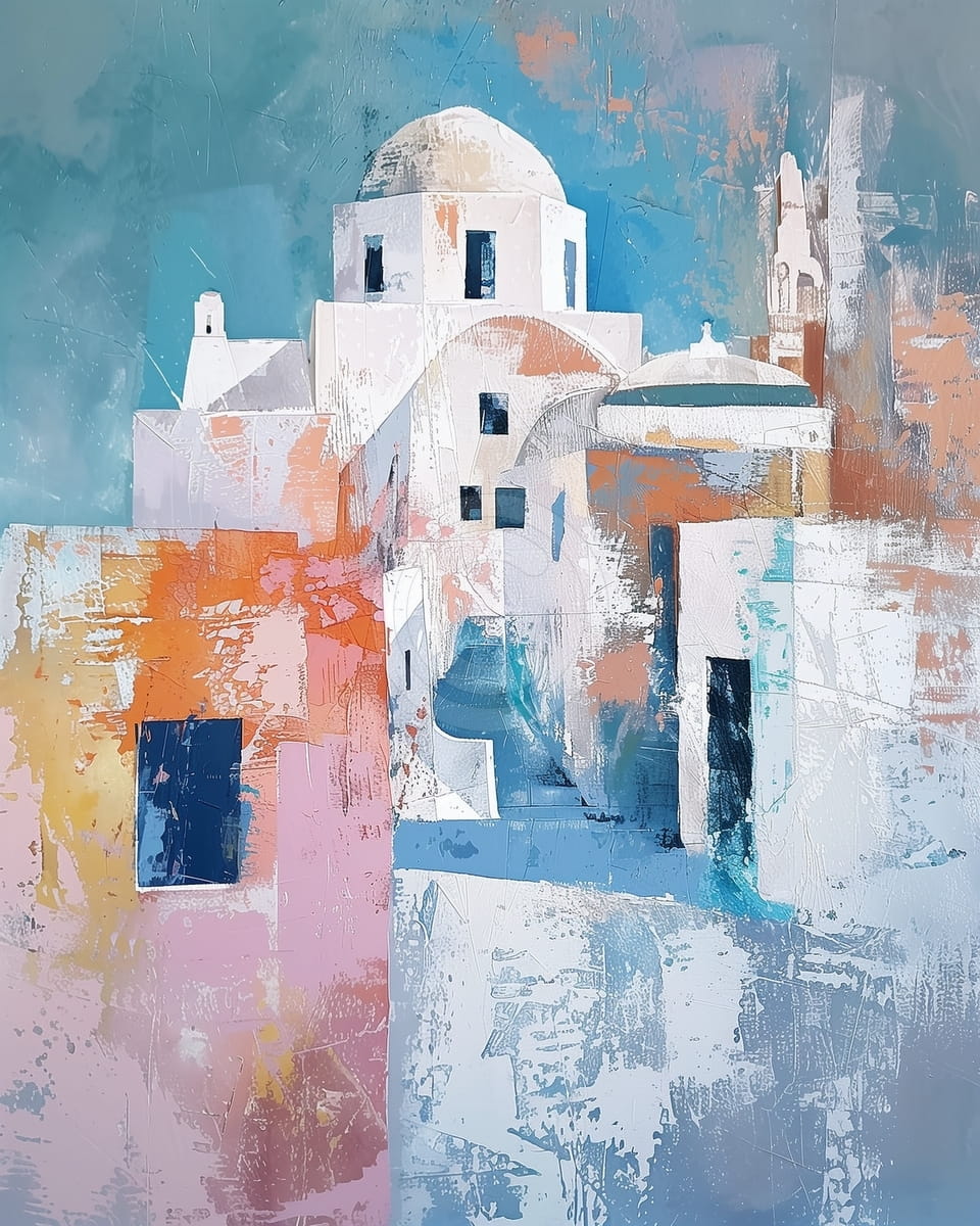 White Buildings with Domes in a Coastal Town