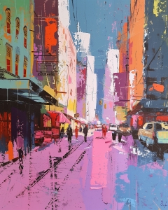 Escena Urbana Llena de Color