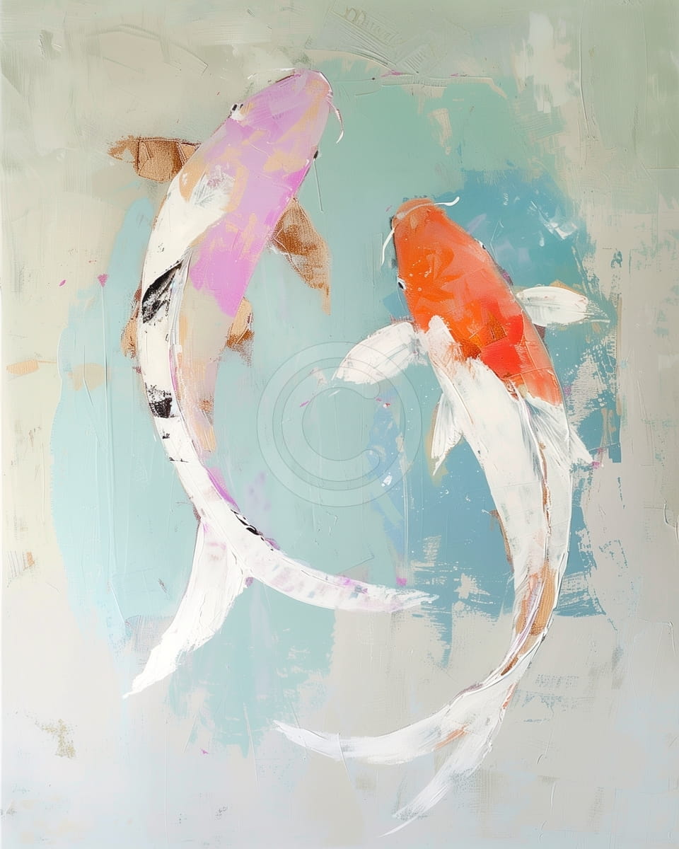 Zwei Koi-Fische im Hellen Wasser