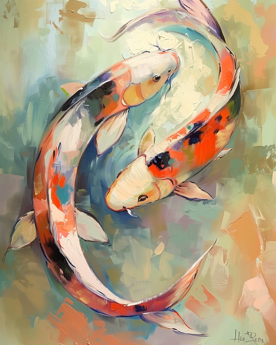 Zwei Koi-Fische beim Schwimmen