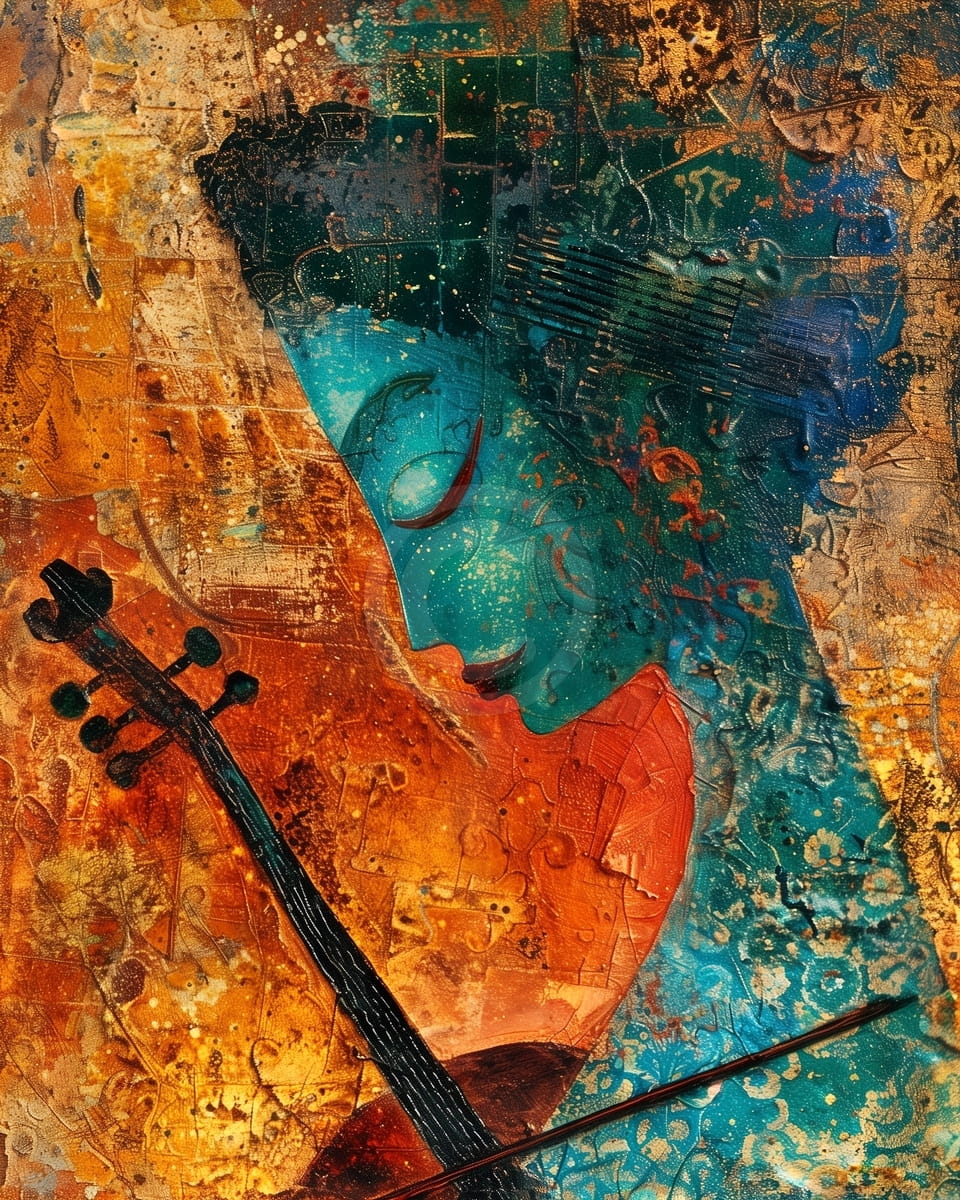 Abstract Portrait of Woman with Violin