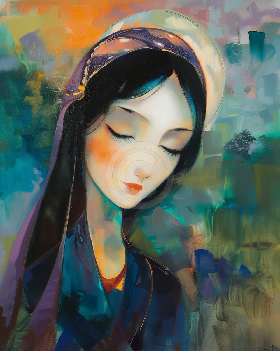 Mujer con velo y ojos cerrados