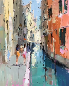 Paseando junto al canal en Venecia