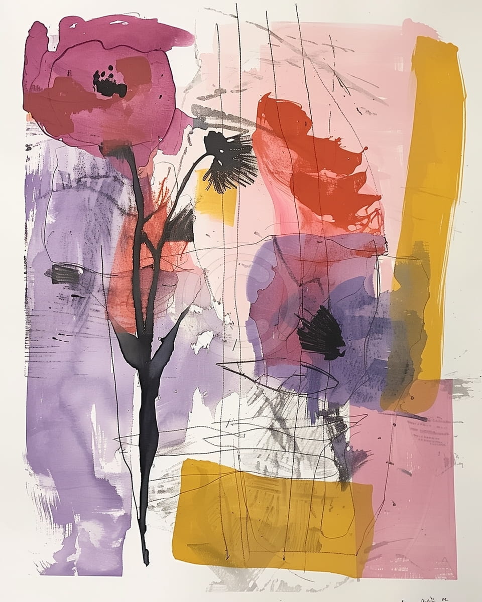 Abstract Poppies on Color Fields