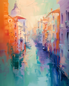 Canal Colorido con C&uacute;pula y Edificios