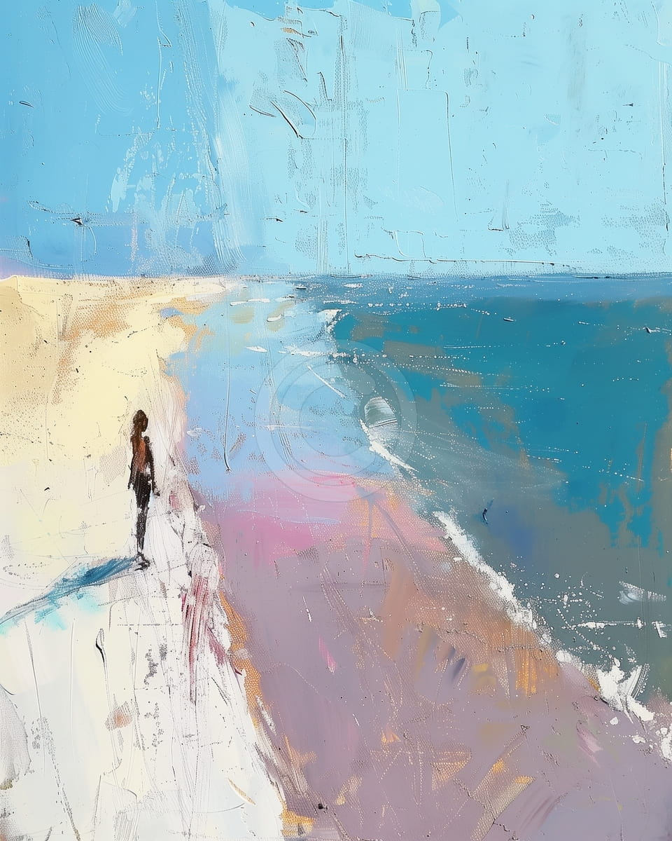 Personne Marchant le Long du Rivage