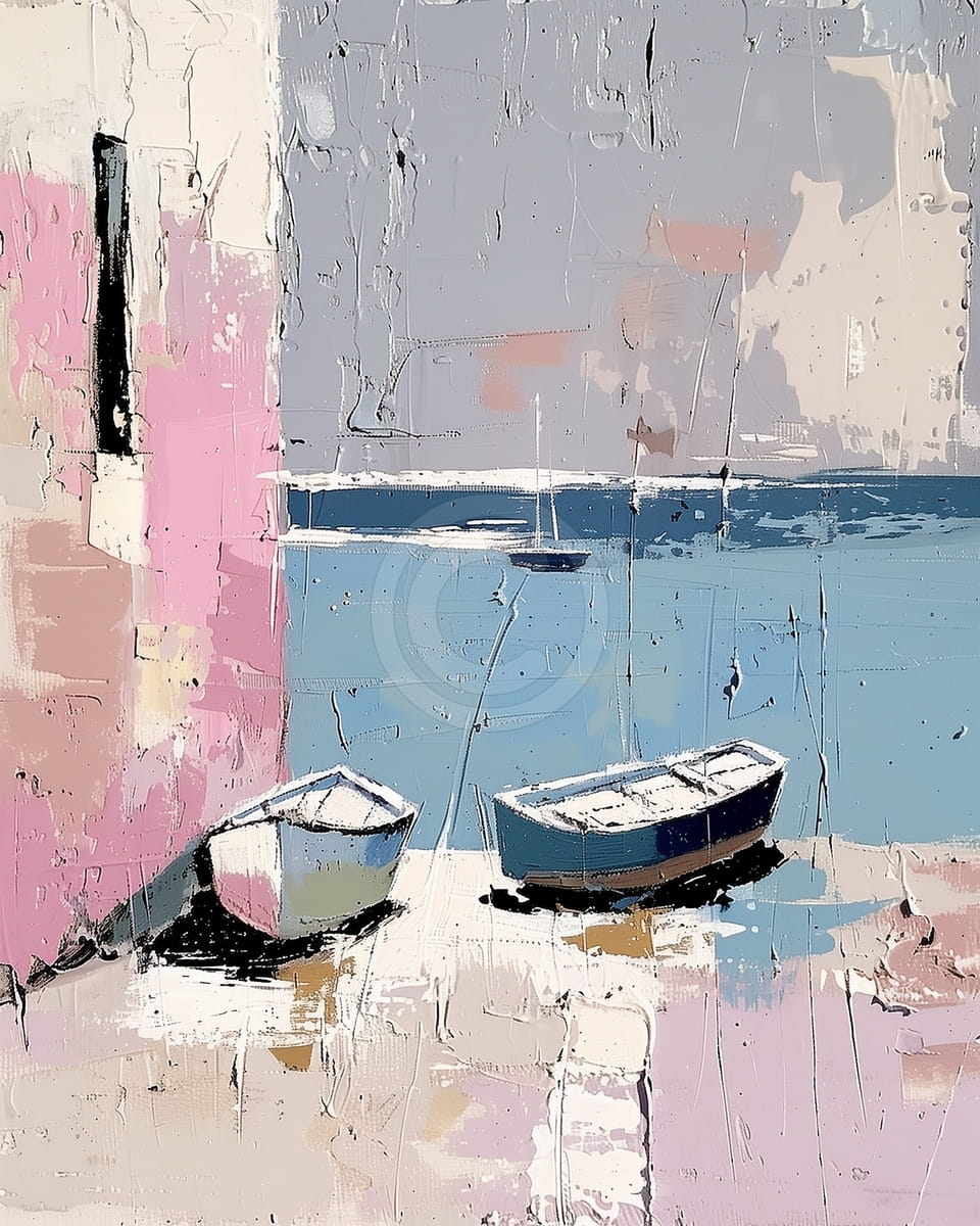 Boote am Meeresmauer