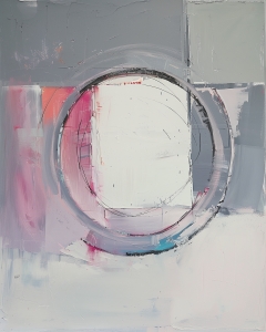 White Square Inside Grey and Pink Circle