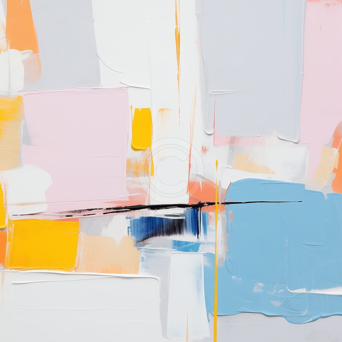 Blocs Jaunes, Roses et Bleus avec Lignes Noires