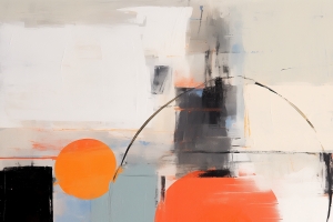 Zwei Orange Kreise mit Schwarzem Bogen und Bl&ouml;cken