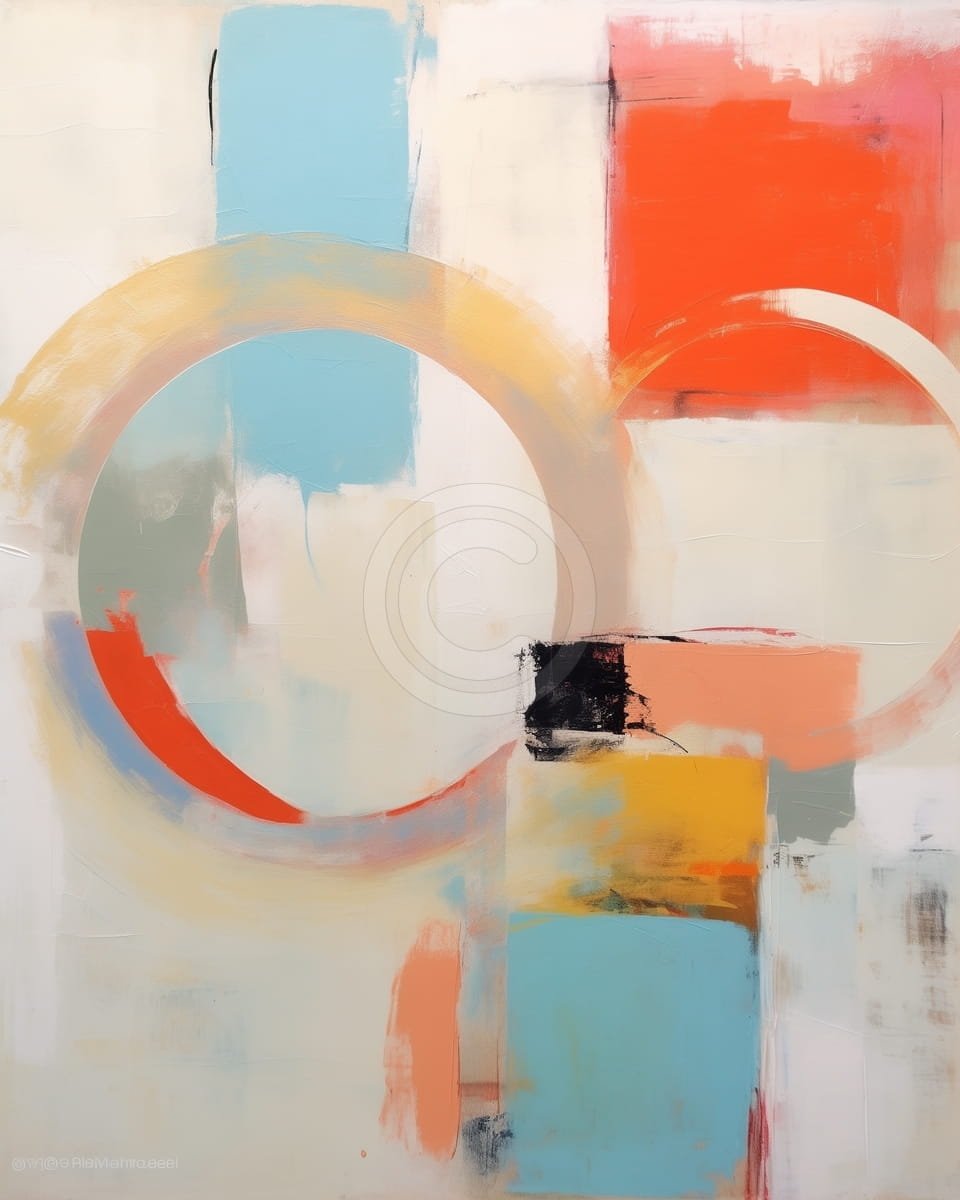 Sich Schneidende Kreise mit Blauen, Roten und Gelben Blöcken