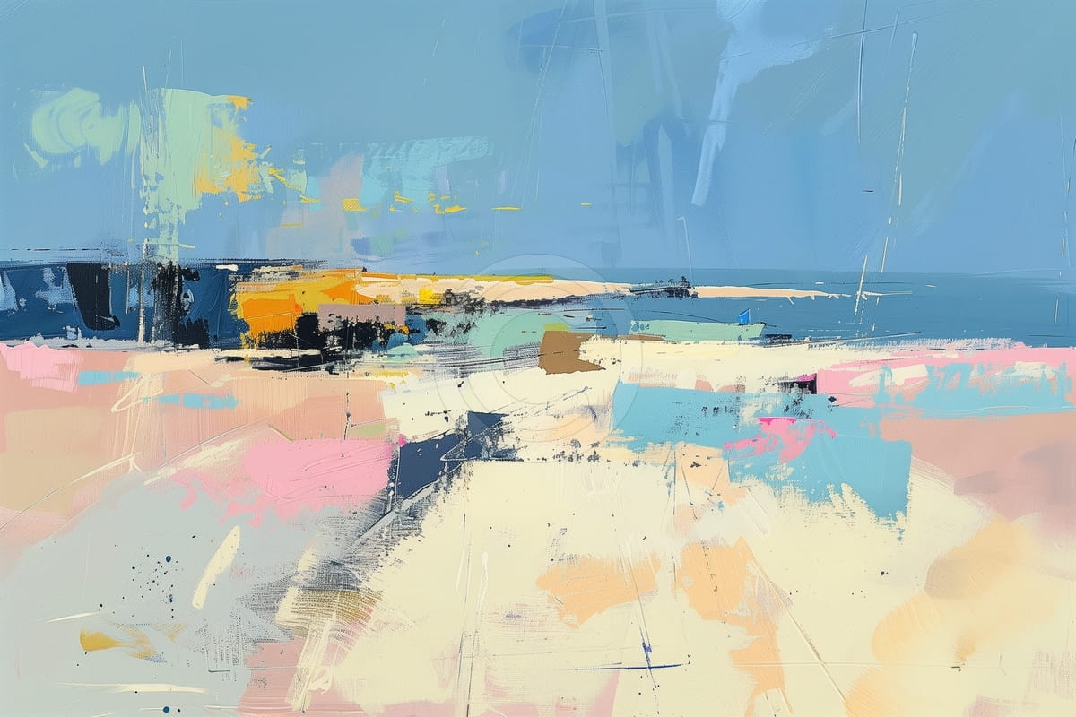 Abstract Beach Scene with Blue Sky