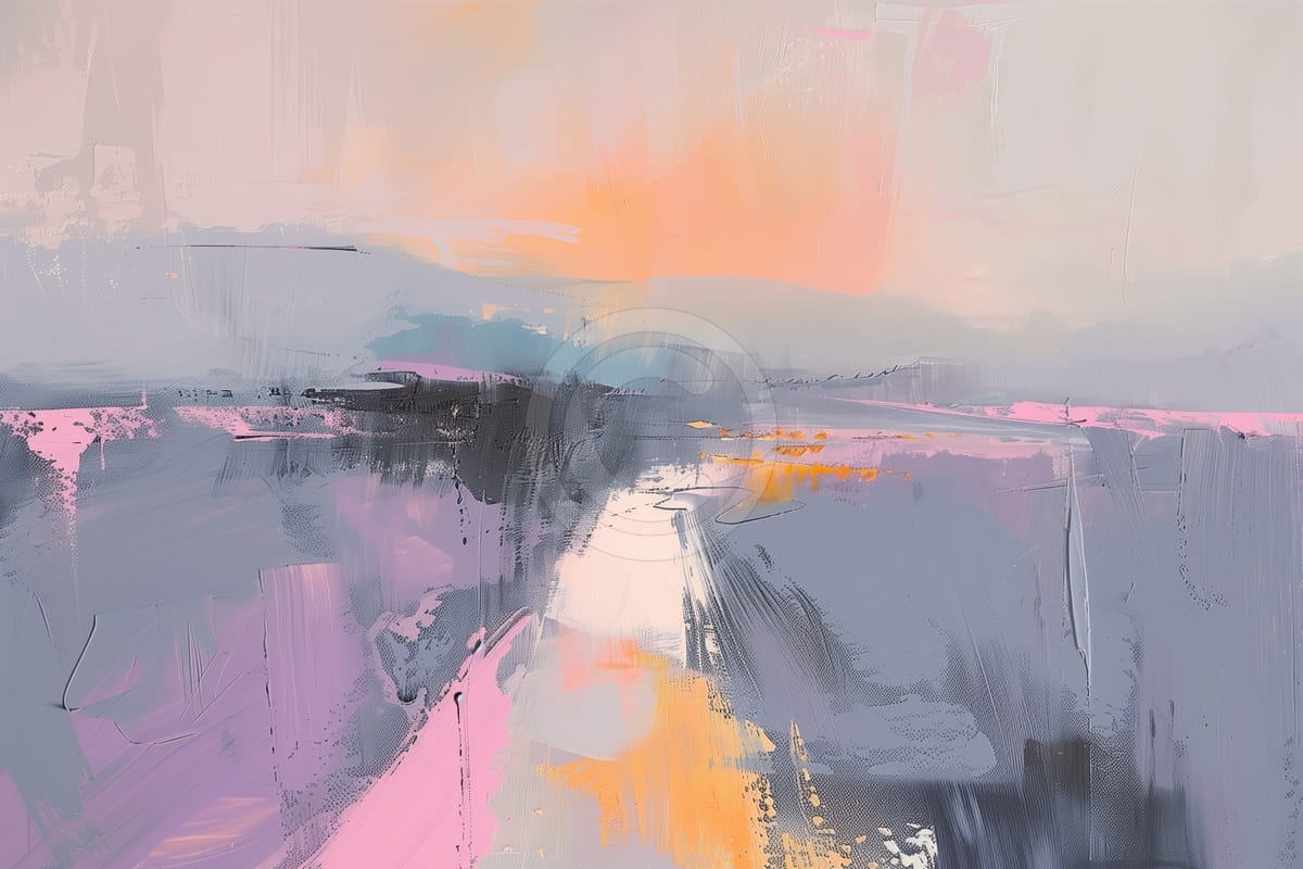 Pink and Gray River under Orange Sky