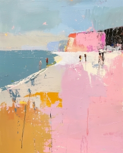 Beach with Cliffs and Walkers