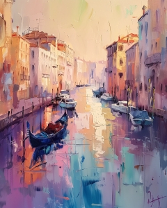 G&oacute;ndola al atardecer en canal veneciano