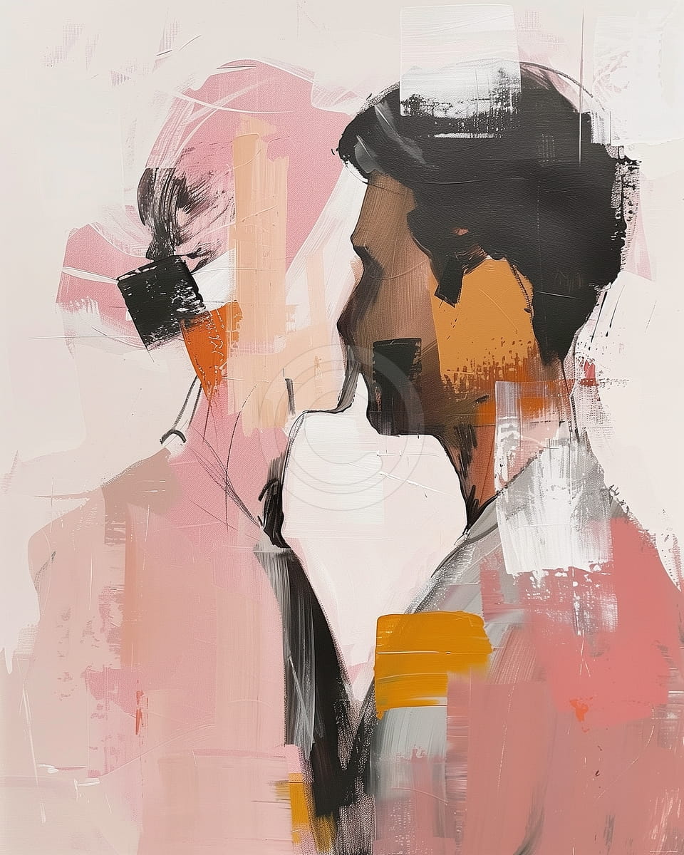 Abstract Couple Facing Each Other