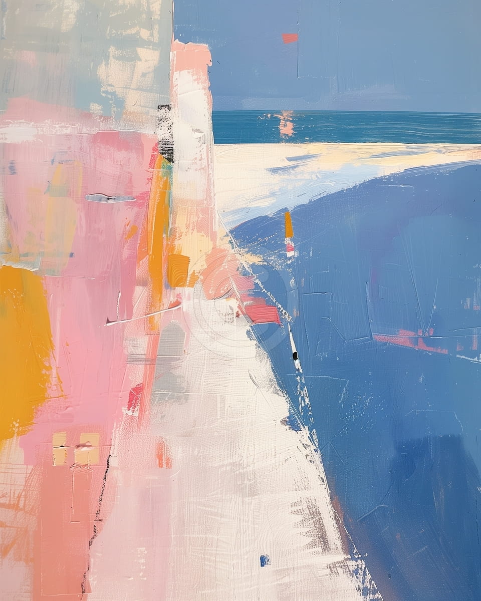 Abstract Coastline with Pastel Horizon