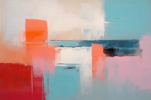 Blocchi Corallo, Blu e Rosa su Sfondo Crema