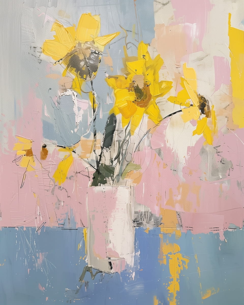 Gelbe Blumen in Weißer Vase