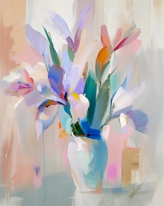 Fiori Colorati in un Vaso di Ceramica