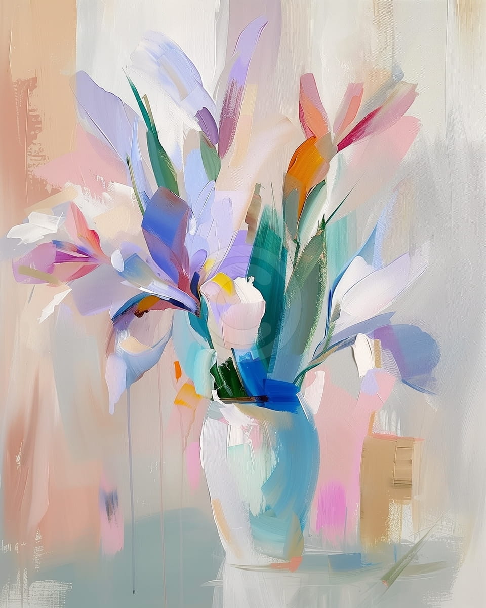 Fiori Colorati in un Vaso di Ceramica