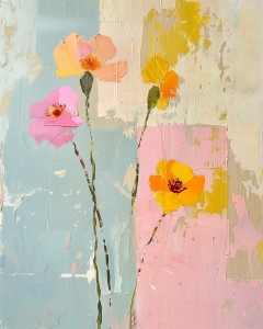 Bunte Blumen auf Texturiertem Hintergrund