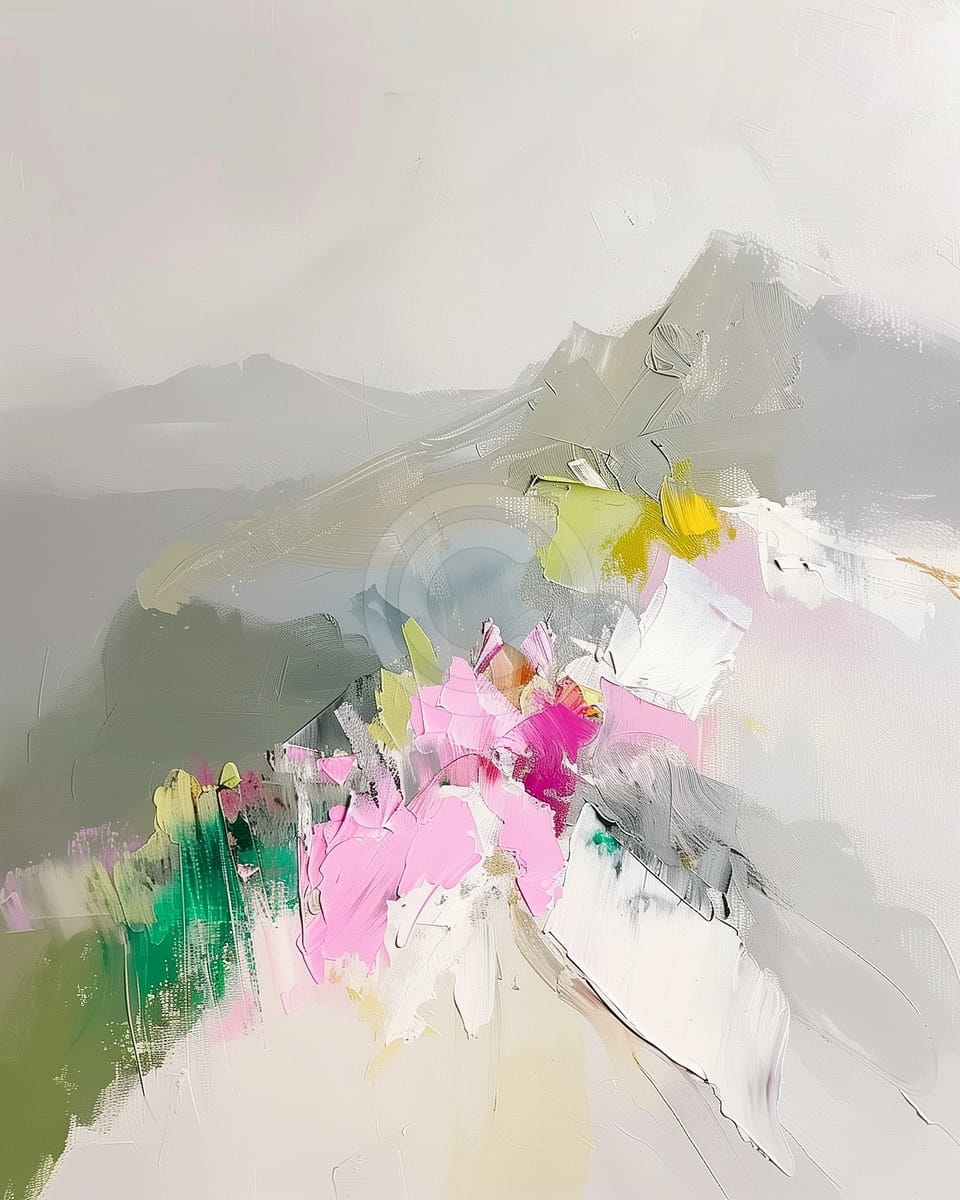 Fiori Primaverili su Colline Nebbiose