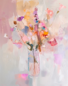 Delicate Flowers in a Glass Vase