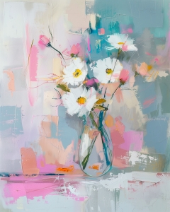 Margherite bianche in un vaso di vetro