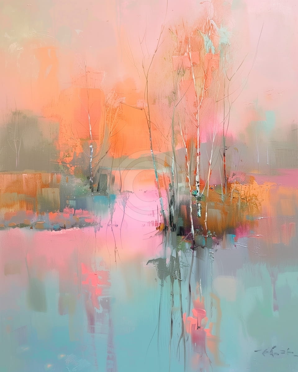 Alberi spogli sopra l'acqua colorata