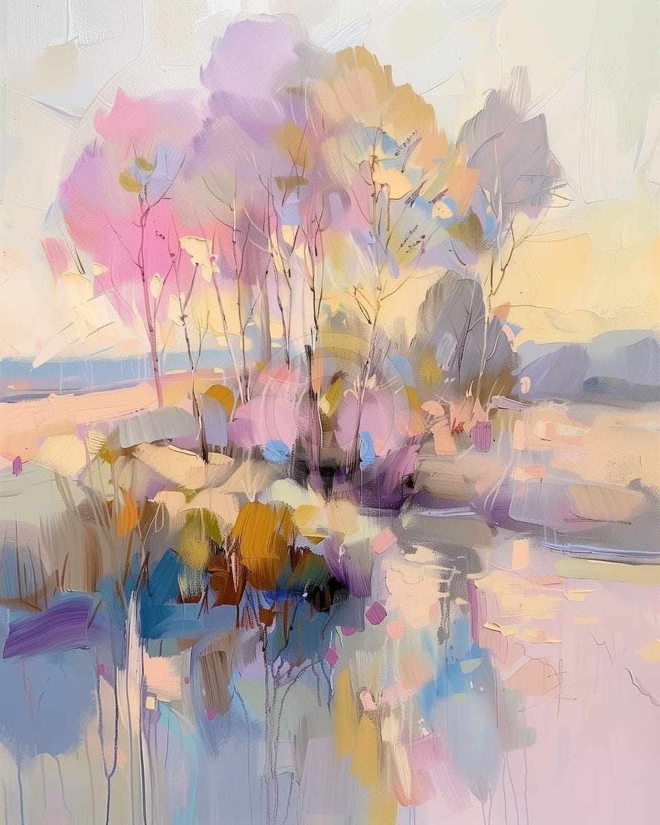 Árboles suaves reflejados en el agua