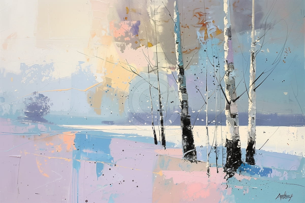 Abedules en un Paisaje Invernal Colorido