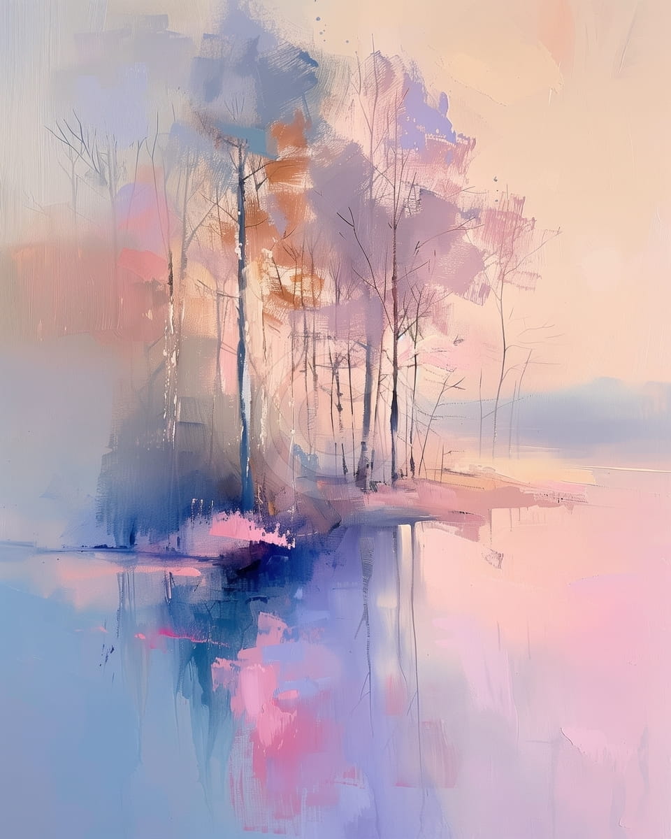 Árboles Altos junto al Agua con Luz Suave