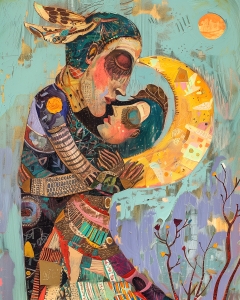 Umarmung unter dem Mond