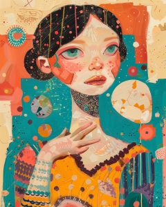 Girl with Patterns and Teal Eyes