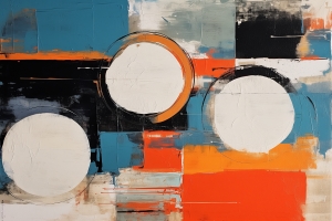 Three White Circles on Abstract Background