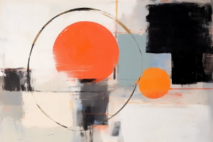 Composizione Astratta con Cerchi Arancioni
