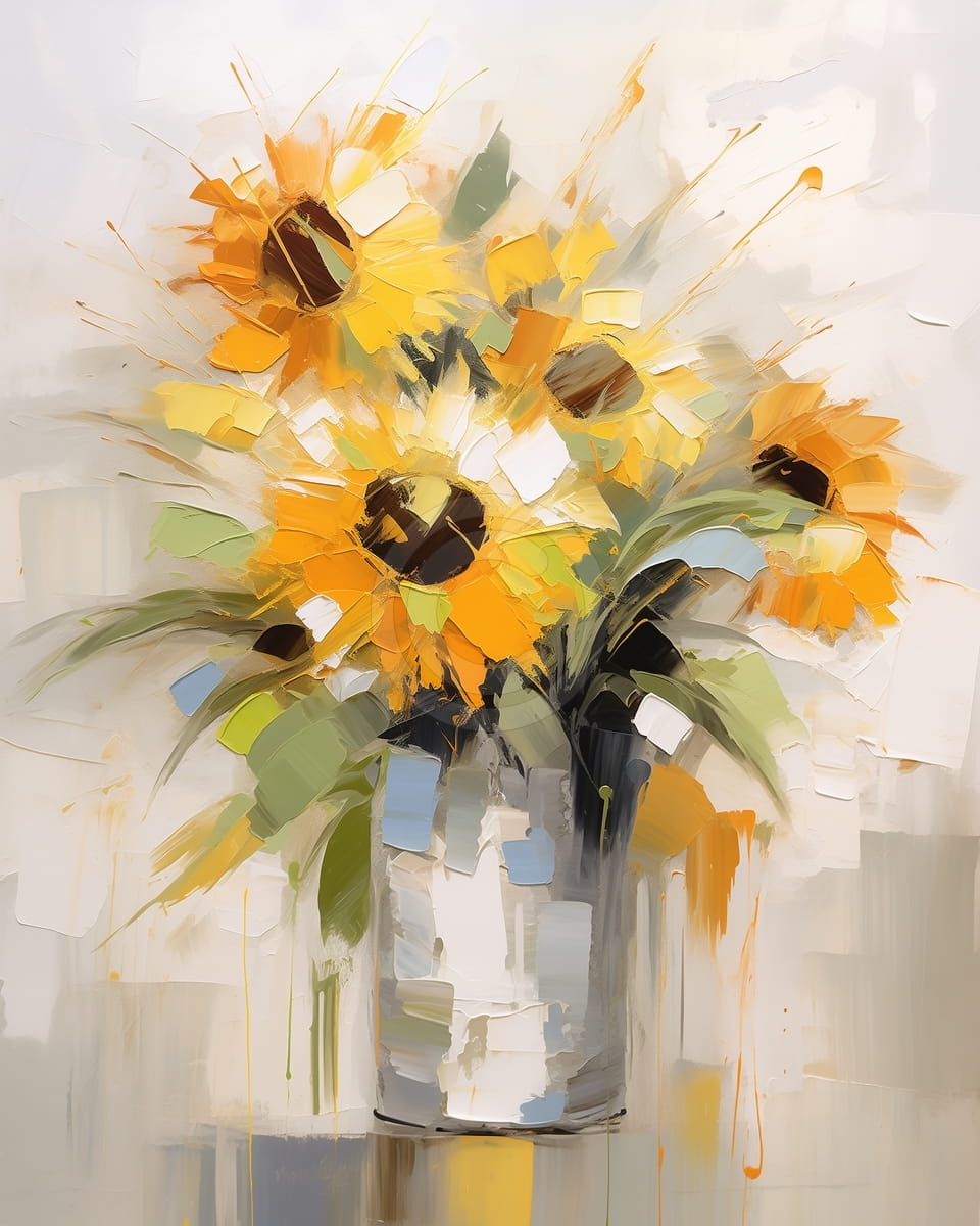  Sunflowers in a Textured Vase