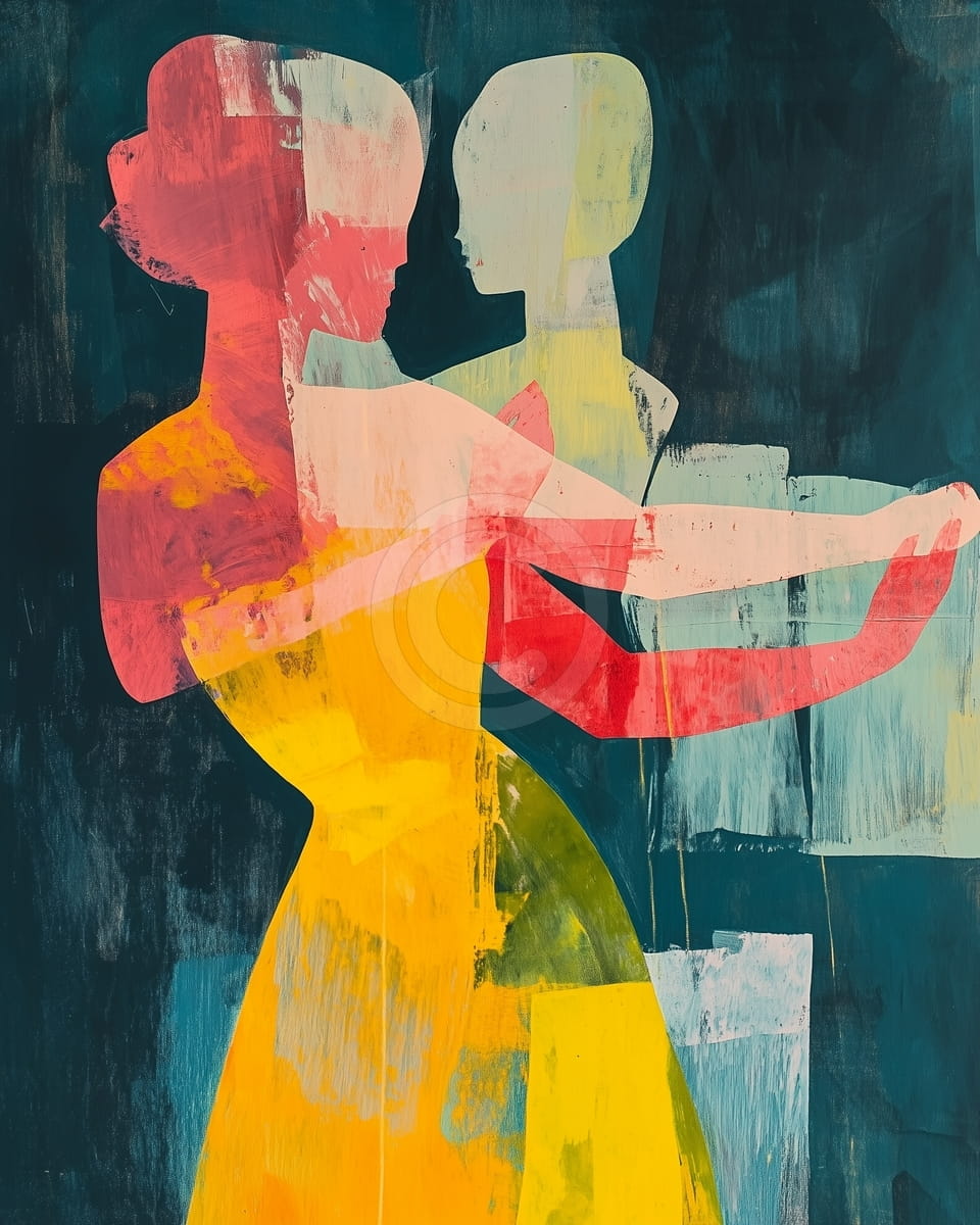 Abstrakter Tanz zweier Figuren