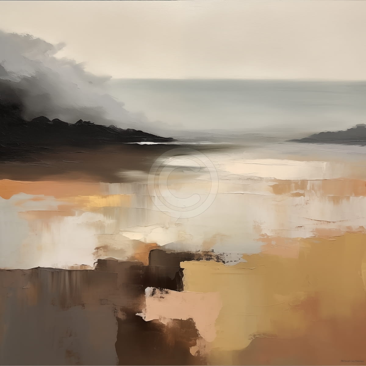 Abstract Coastal Landscape in Earth Tones