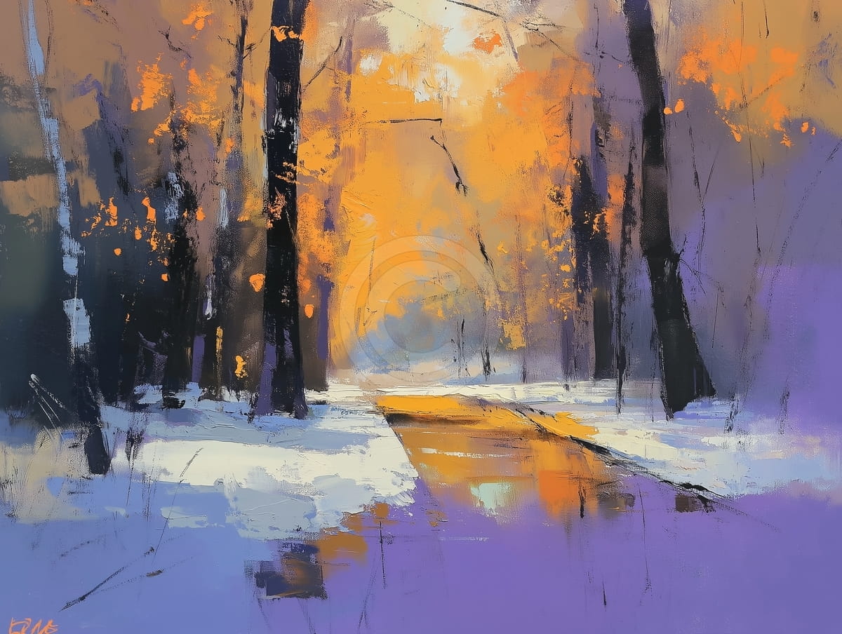 Brillo otoñal en el bosque nevado