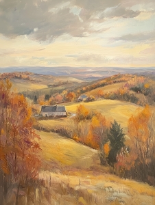 Colinas oto&ntilde;ales con casas rurales