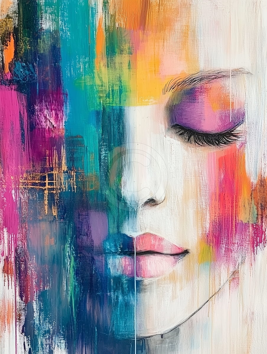 Frauengesicht mit geschlossenen Augen