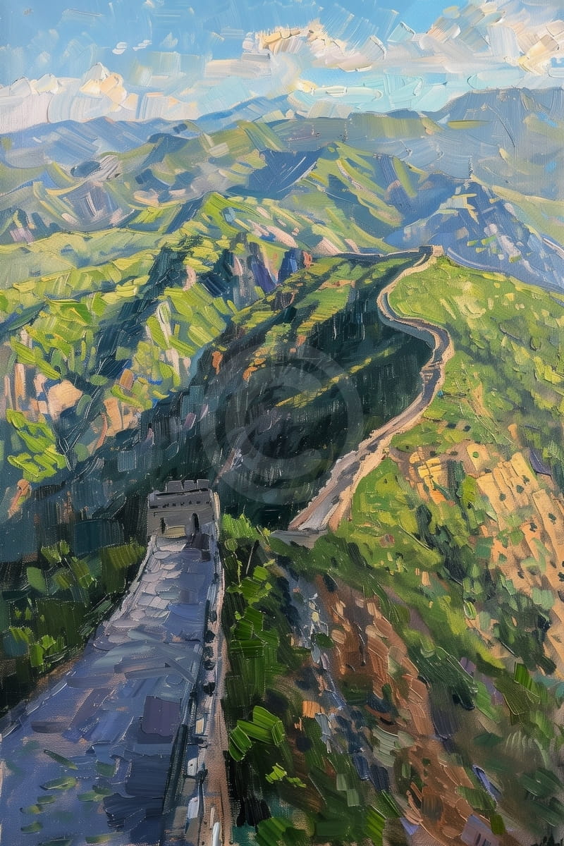 La Gran Muralla entre montañas verdes